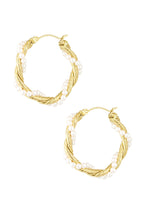 Earrings - Pearl hoops - Gold
