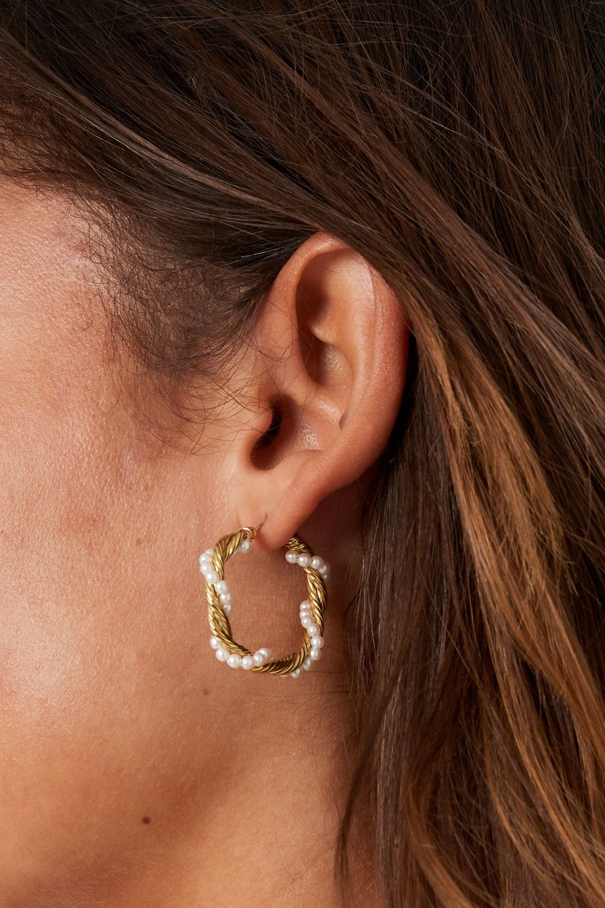 Earrings - Pearl Hoops - Silver
