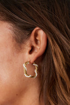 Earrings - Pearl hoops - Gold