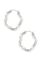 Earrings - Pearl Hoops - Silver