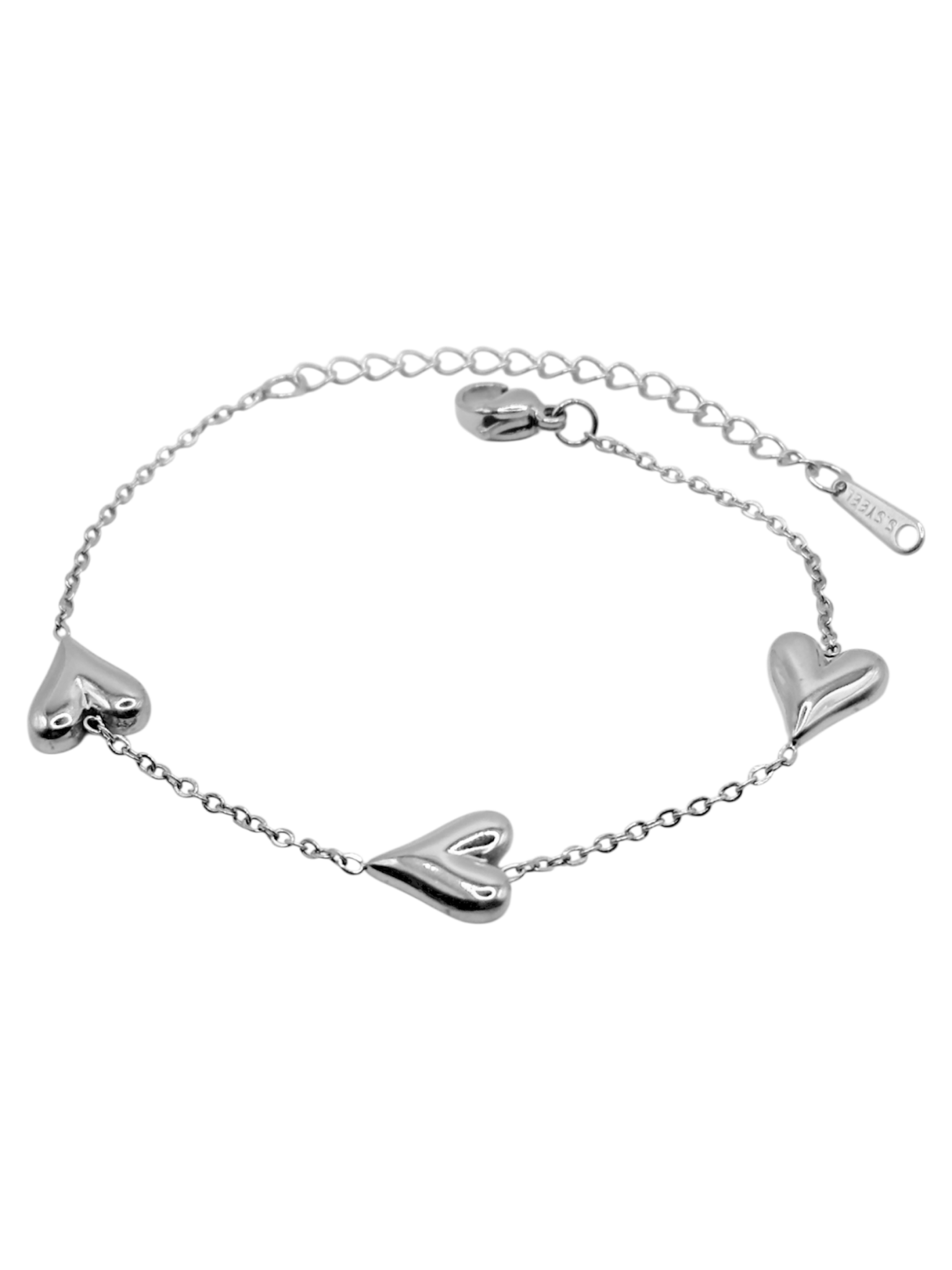 Bracelet - 3 hearts - silver