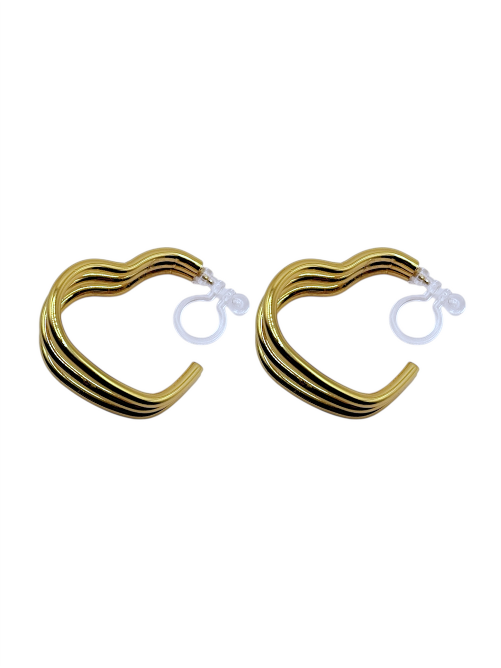 Clip on Earrings - Heart Shape - Gold