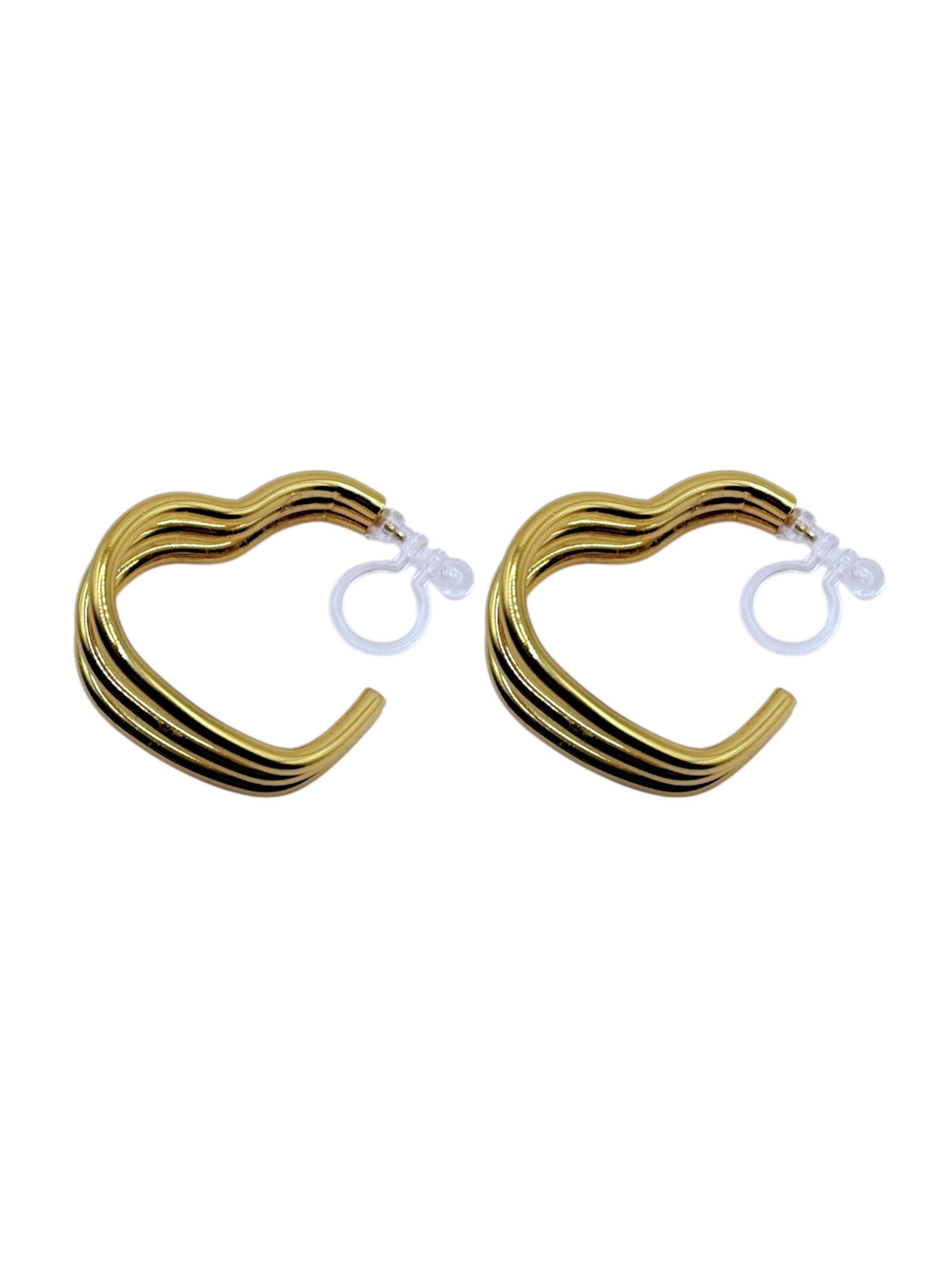 Clip on Earrings - Heart Shape - Gold