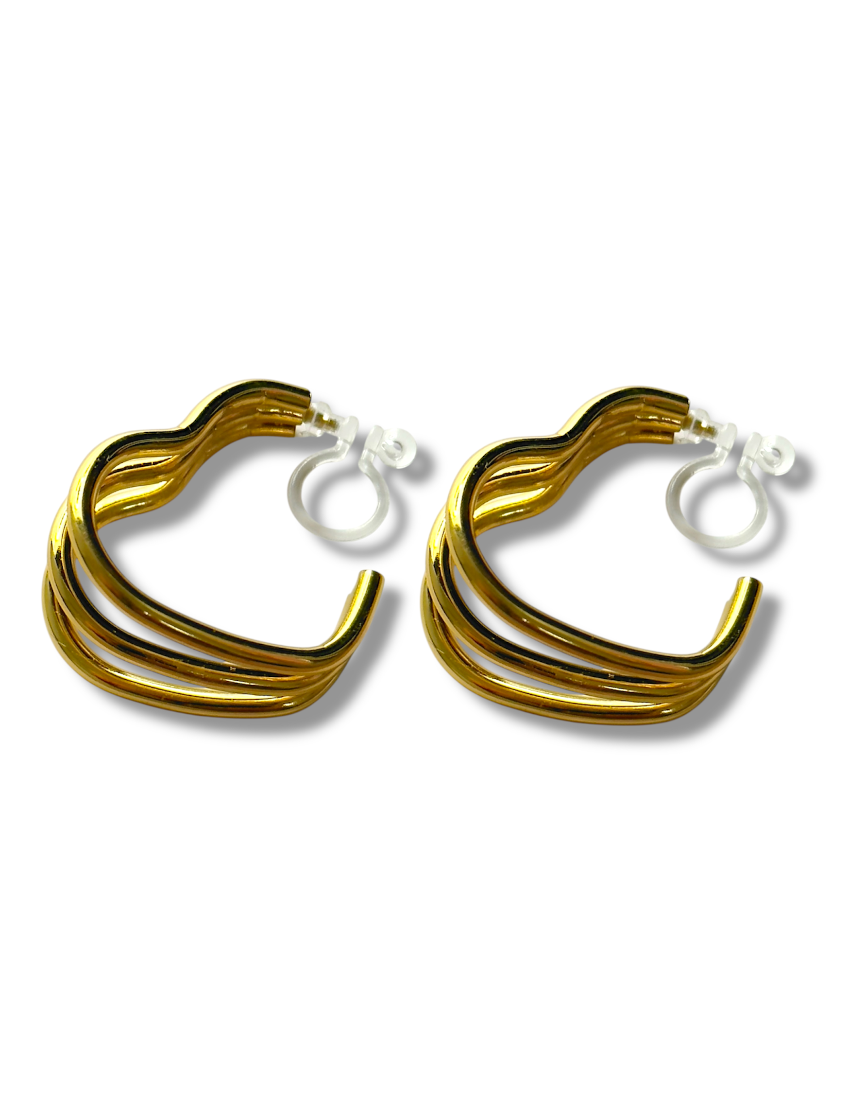 Clip on Earrings - Heart Shape - Gold