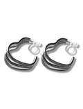 Clip on Earrings - Heart Shape - Silver